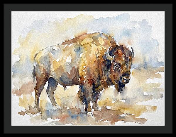 American Bison In Watercolor