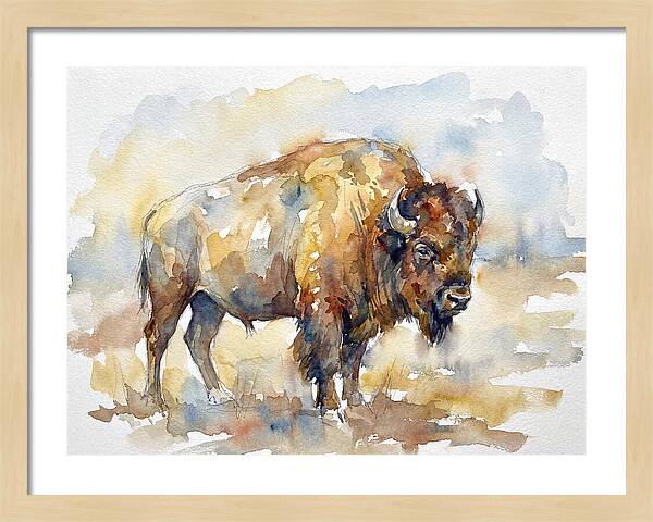 American Bison In Watercolor