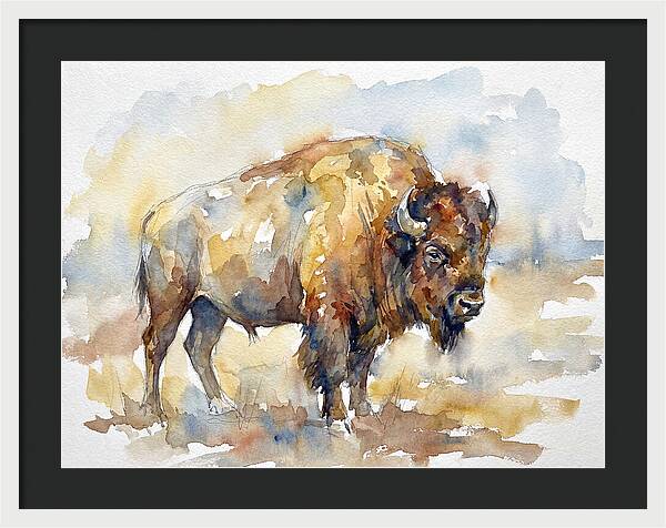 American Bison In Watercolor