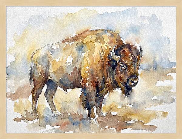 American Bison In Watercolor
