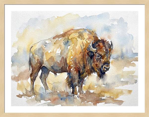 American Bison In Watercolor