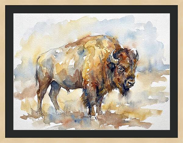 American Bison In Watercolor