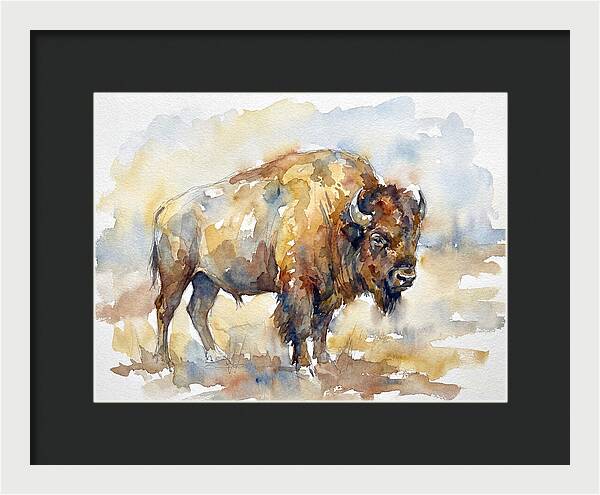 American Bison In Watercolor