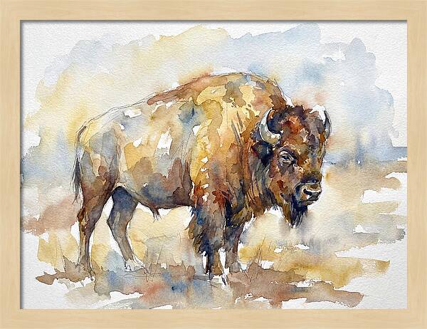 American Bison In Watercolor