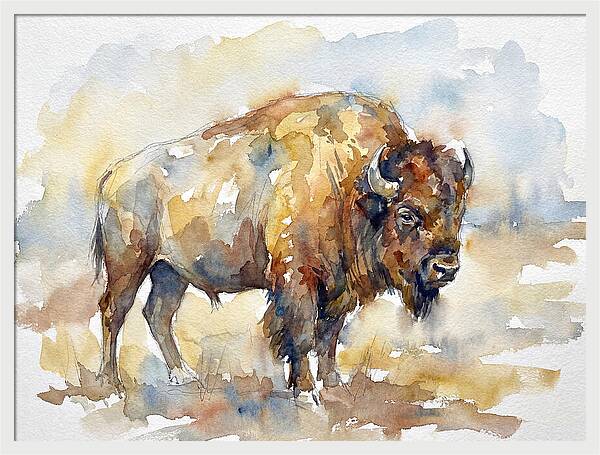 American Bison In Watercolor