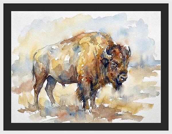 American Bison In Watercolor