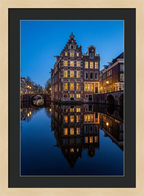 Amsterdam Canal Reflections At Dusk