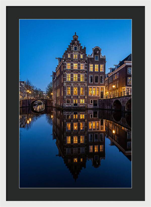 Amsterdam Canal Reflections At Dusk