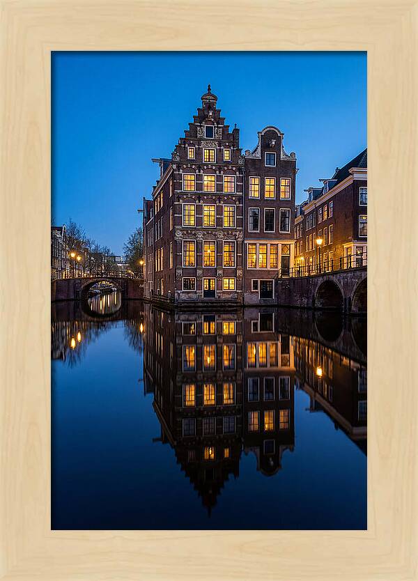 Amsterdam Canal Reflections At Dusk