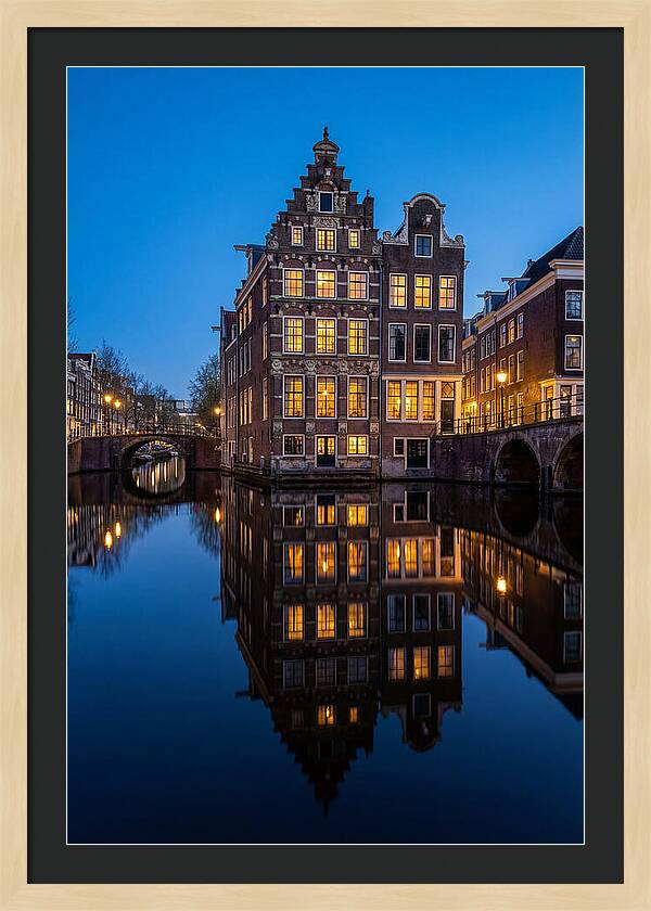Amsterdam Canal Reflections At Dusk