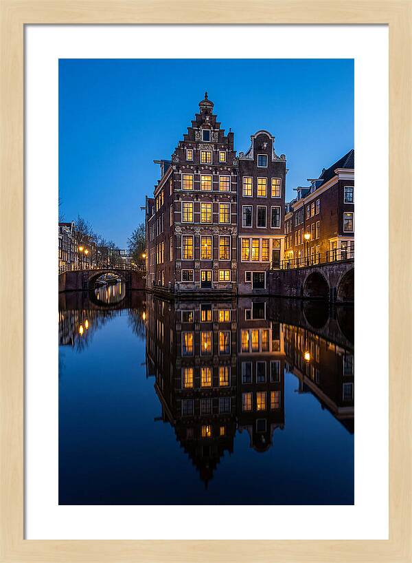 Amsterdam Canal Reflections At Dusk