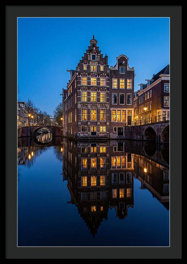 Amsterdam Canal Reflections At Dusk