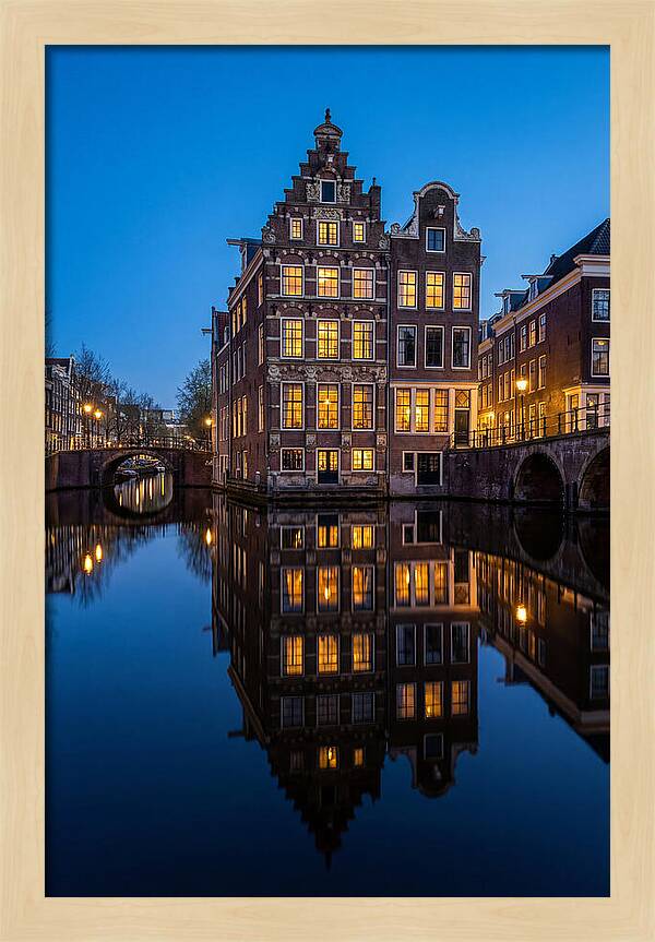 Amsterdam Canal Reflections At Dusk