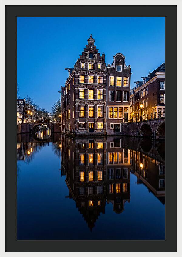 Amsterdam Canal Reflections At Dusk