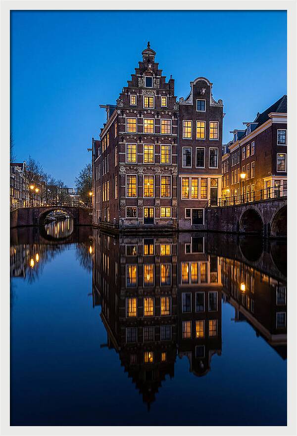 Amsterdam Canal Reflections At Dusk