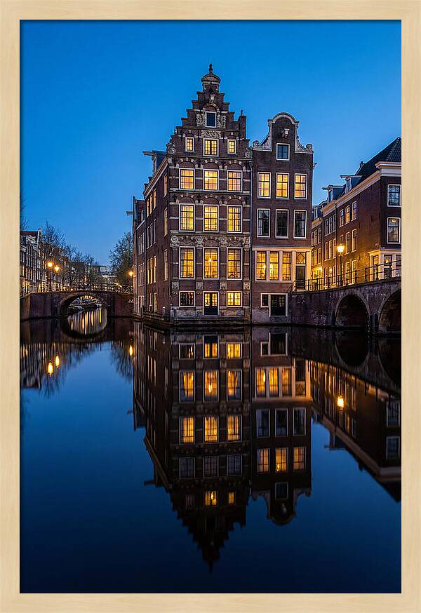 Amsterdam Canal Reflections At Dusk