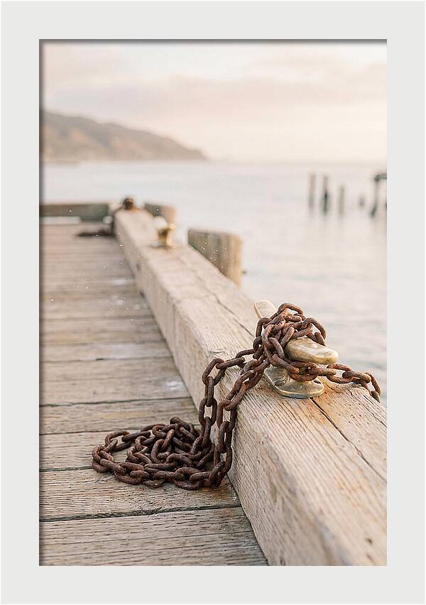 Anchor Chain And Cleats At Dusk