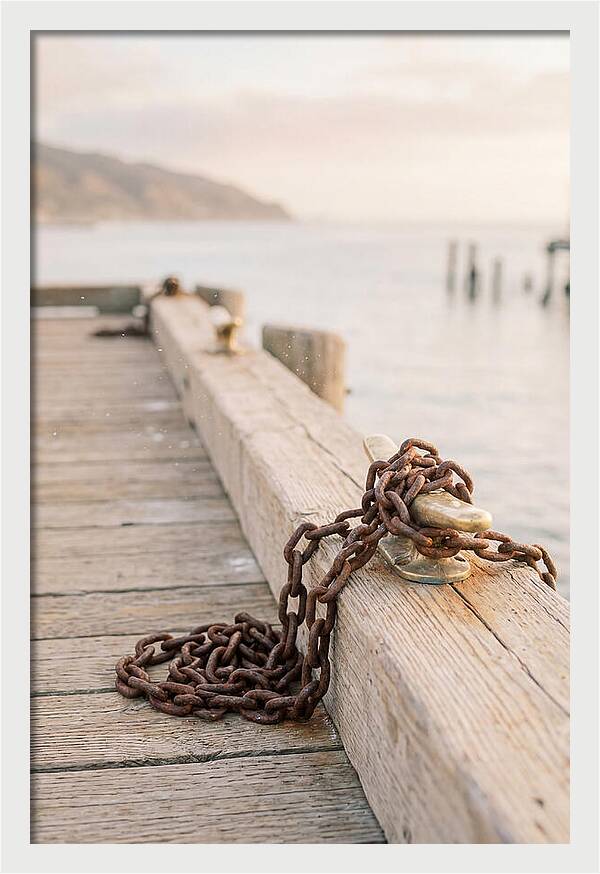 Anchor Chain And Cleats At Dusk