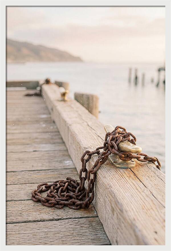 Anchor Chain And Cleats At Dusk