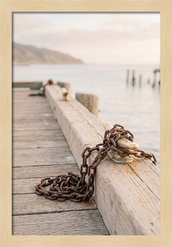 Anchor Chain And Cleats At Dusk