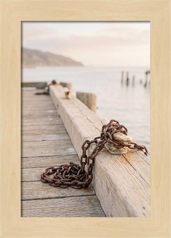 Anchor Chain And Cleats At Dusk