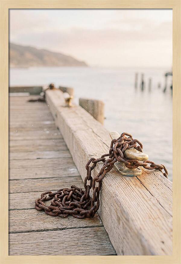 Anchor Chain And Cleats At Dusk
