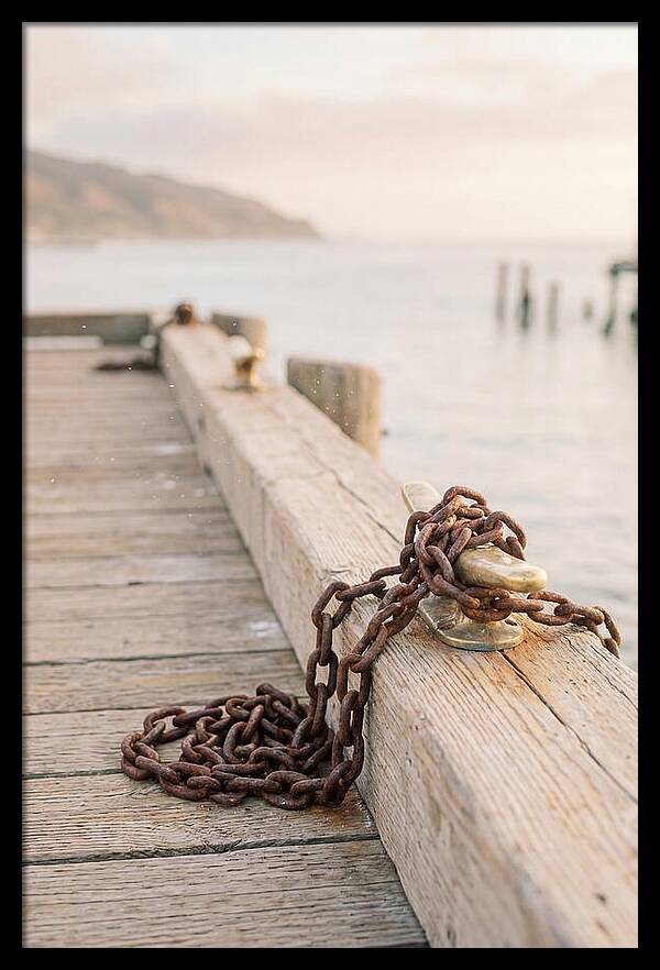 Anchor Chain And Cleats At Dusk