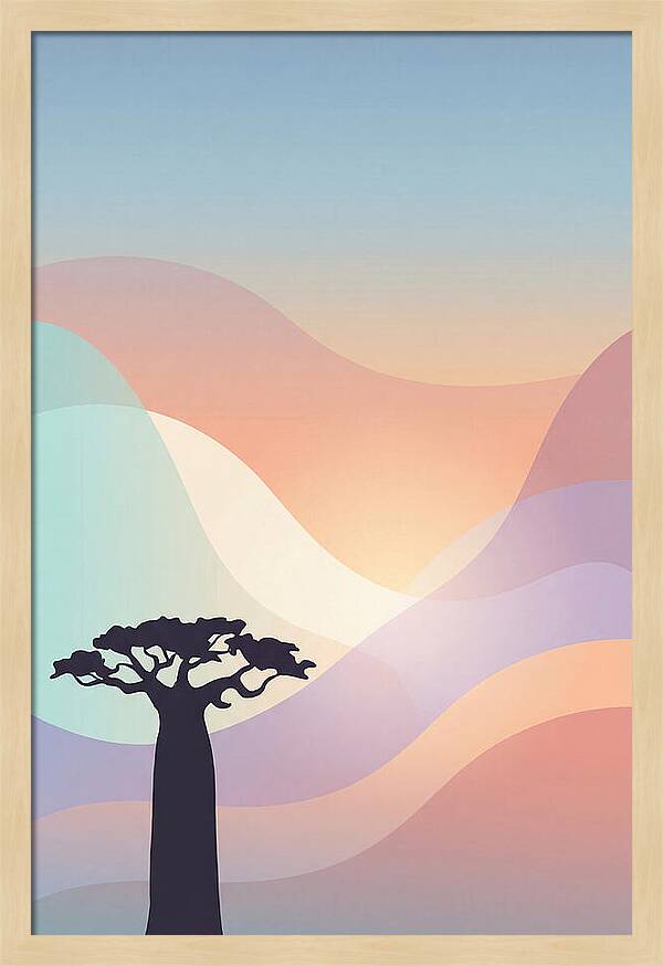 Ancient Baobab Tree Silhouetted