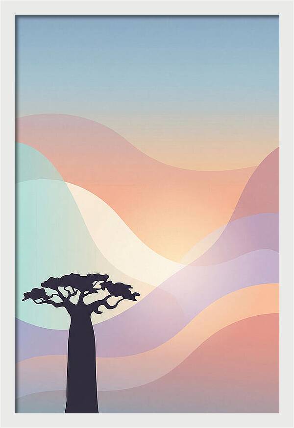 Ancient Baobab Tree Silhouetted