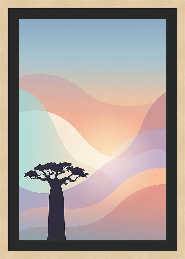 Ancient Baobab Tree Silhouetted