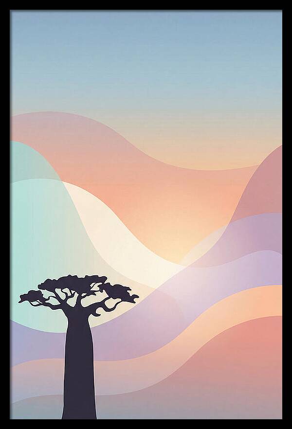 Ancient Baobab Tree Silhouetted