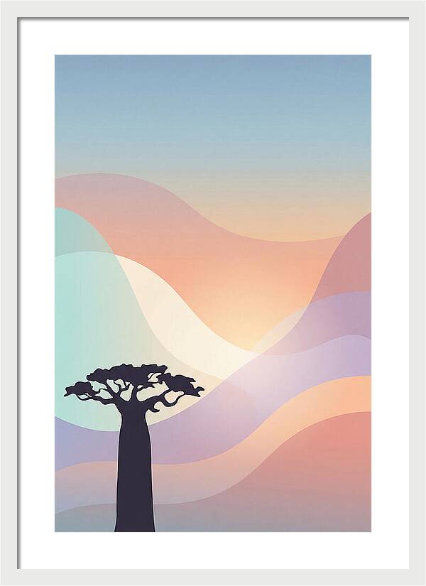 Ancient Baobab Tree Silhouetted