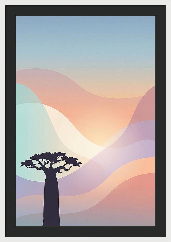 Ancient Baobab Tree Silhouetted