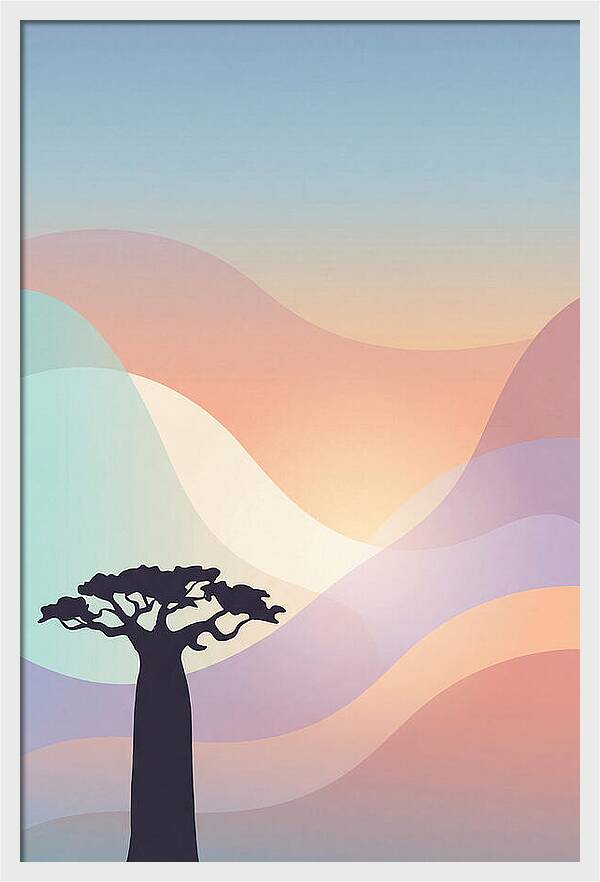 Ancient Baobab Tree Silhouetted