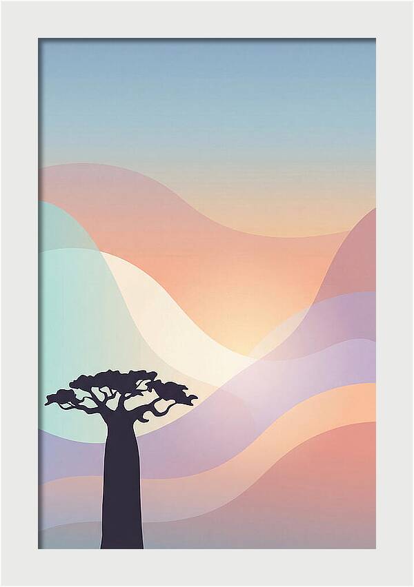 Ancient Baobab Tree Silhouetted