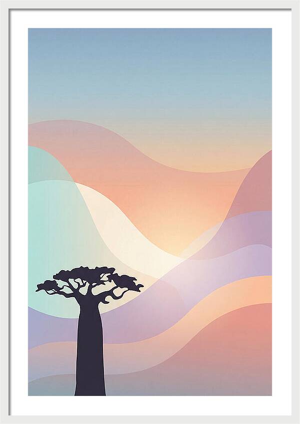 Ancient Baobab Tree Silhouetted