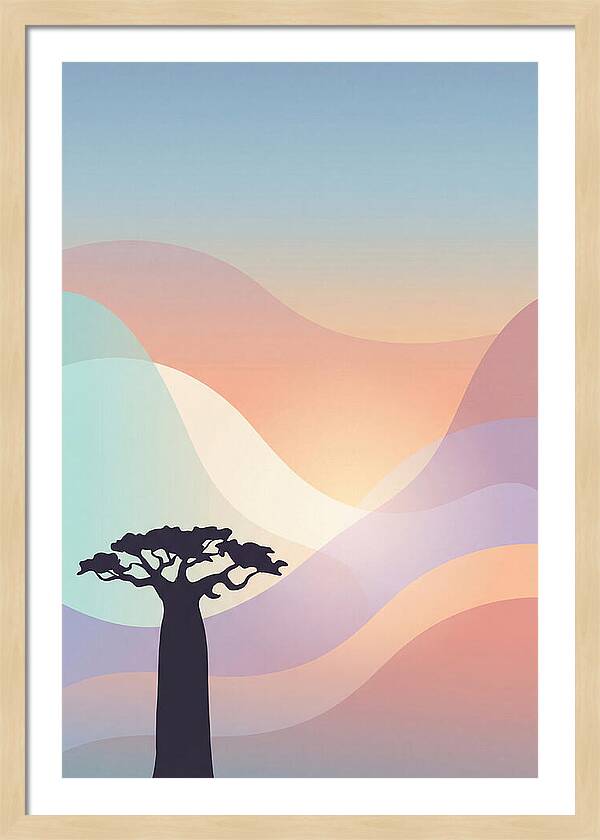 Ancient Baobab Tree Silhouetted