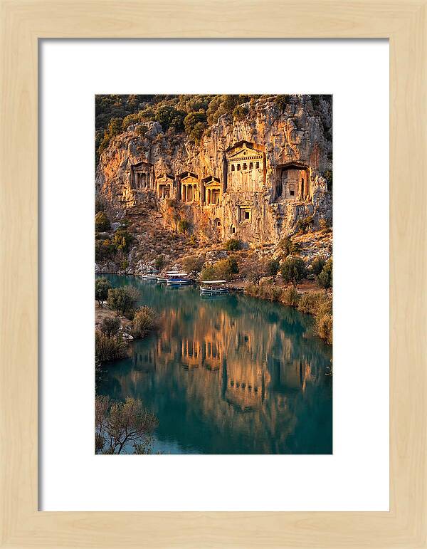 Ancient Lycian Rock Tombs At Sunset