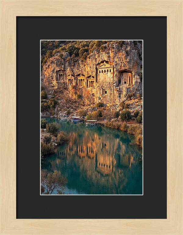 Ancient Lycian Rock Tombs At Sunset