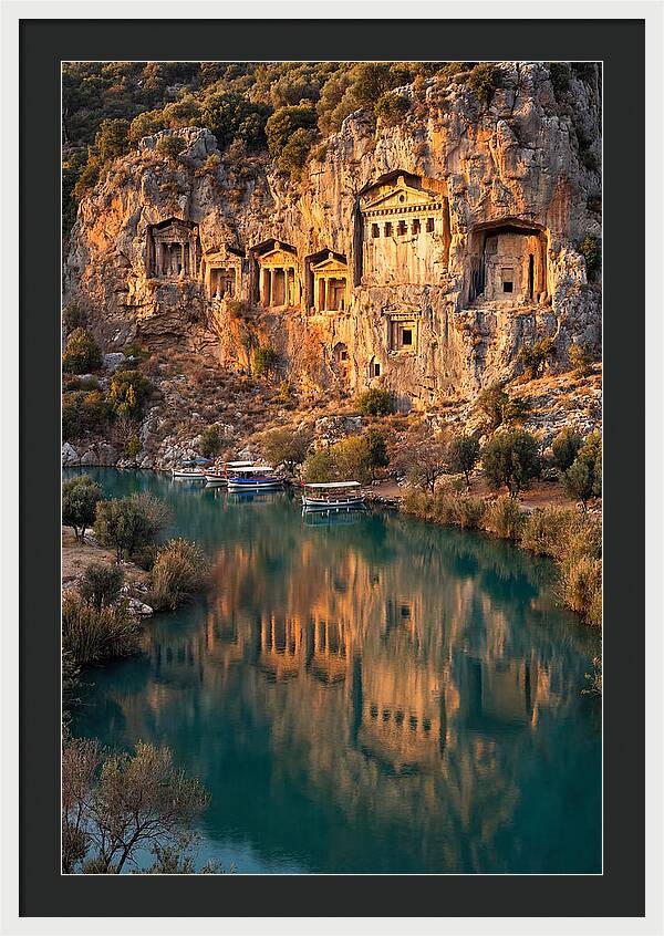Ancient Lycian Rock Tombs At Sunset