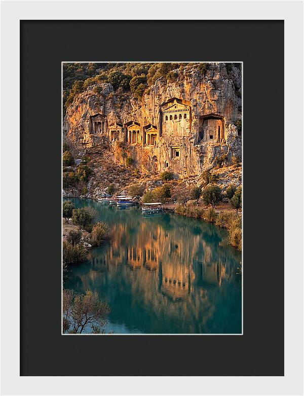 Ancient Lycian Rock Tombs At Sunset
