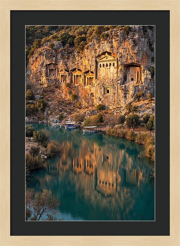 Ancient Lycian Rock Tombs At Sunset
