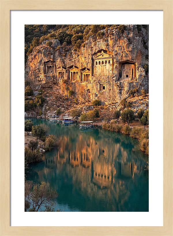 Ancient Lycian Rock Tombs At Sunset