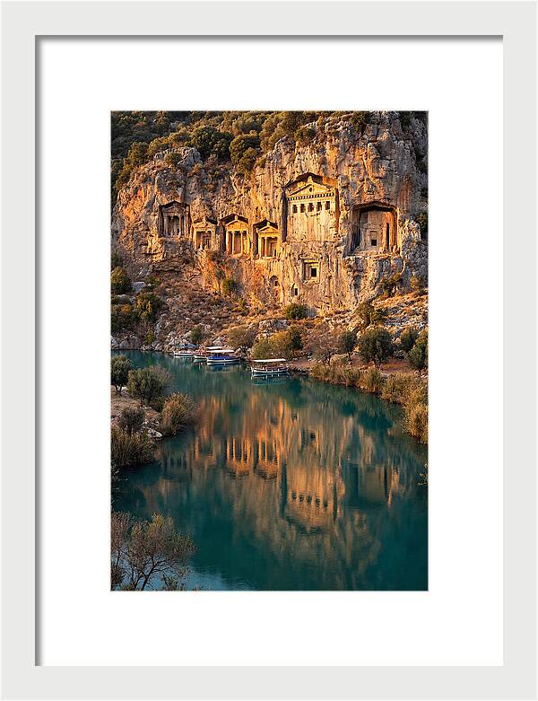 Ancient Lycian Rock Tombs At Sunset