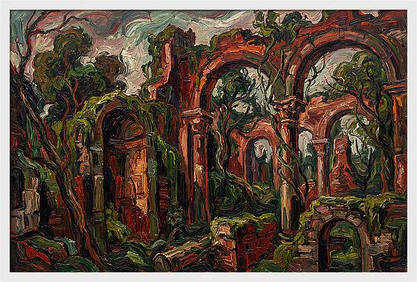 Ancient Ruins In Expressionist Style
