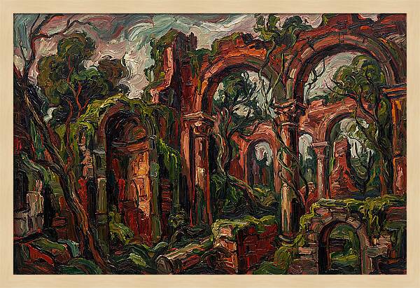 Ancient Ruins In Expressionist Style