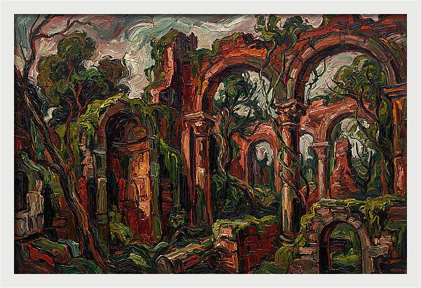 Ancient Ruins In Expressionist Style