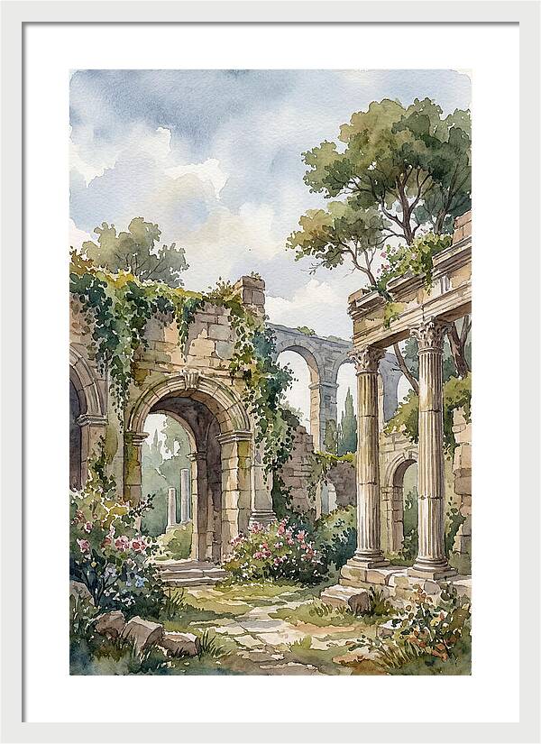 Ancient Ruins In Watercolor