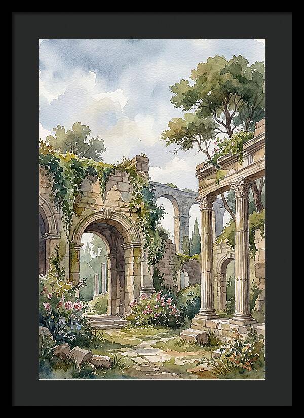 Ancient Ruins In Watercolor