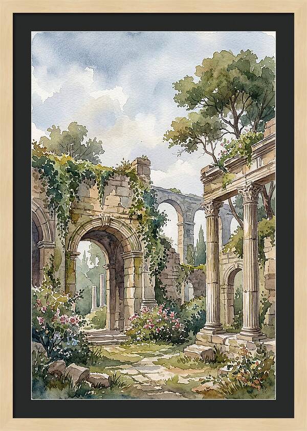 Ancient Ruins In Watercolor